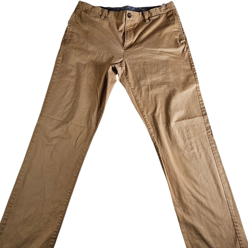 Wallin & Bros Chino‎ Pants Men 36x34 Tan Stretch Slim Button & Zip Fly Casual